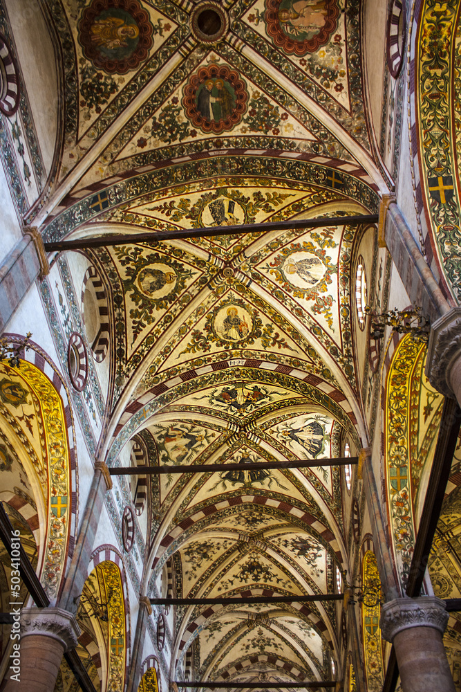 Interior of St. Anastasia church in Verona, Italy