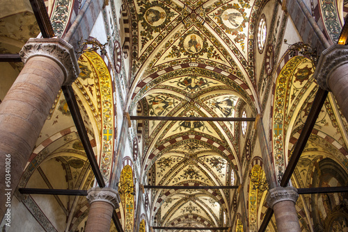 Interior of St. Anastasia church in Verona, Italy photo