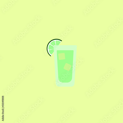 Mojito cocktail in glass with lime mint isolated vector illustration
