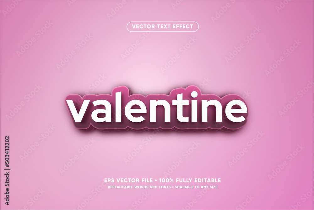 bold font valentine text effect with pink color and background.