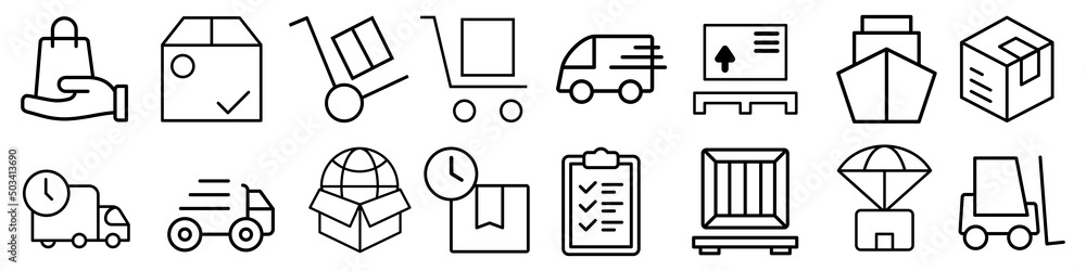 Delivery icon vector set. Post illustration sign collection. Parcel symbol. Delivery icon vector set. Post illustration sign collection. Parcel symbol.