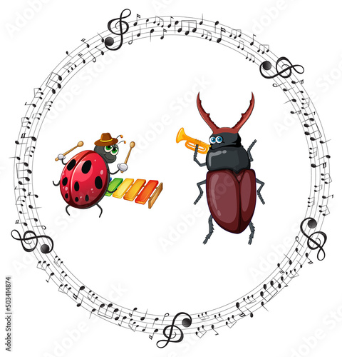 Ladybug and beetle playing music