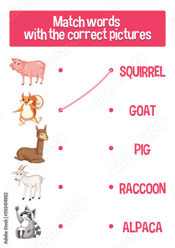 Worksheet design for matching words