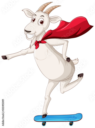 Hero goat on skateboard cartoon