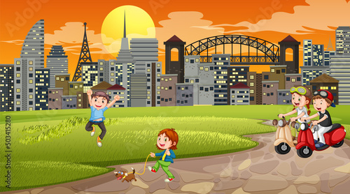 Children playing outdoor park