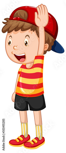 Little boy having hand up