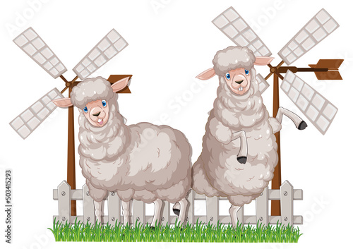 Two alpacas cartoon character