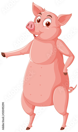 A pig standing on two legs