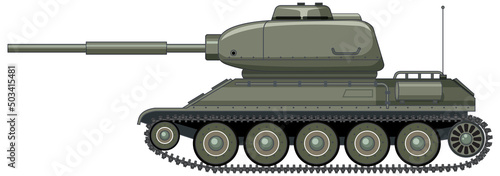 Military battle tank on white background