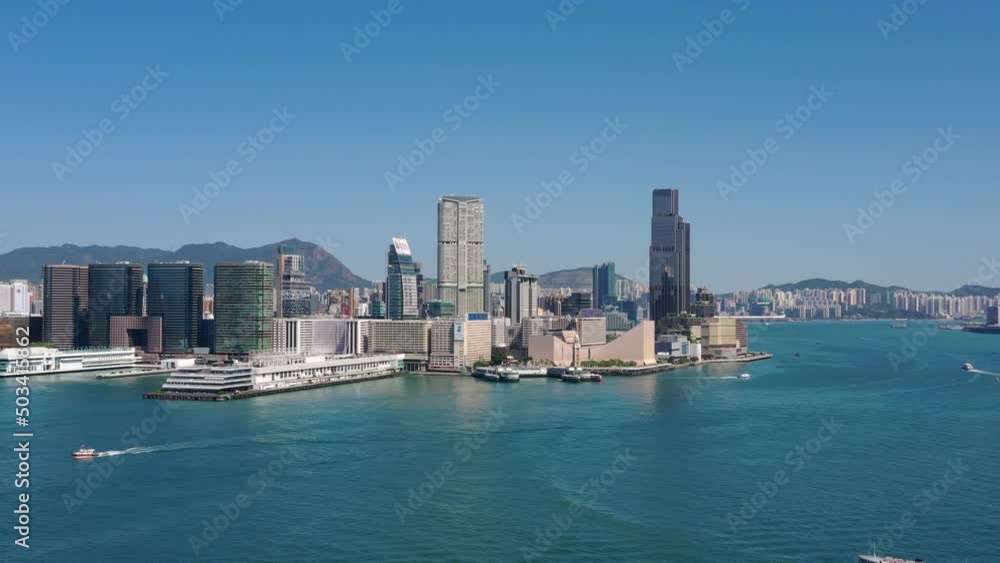 Drone fly over Hong Kong city Drone fly over Hong Kong city