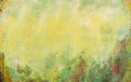 Abstract watercolor background with green yellow brown colors