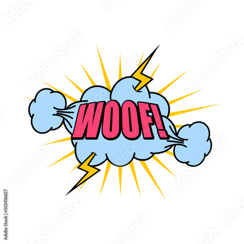 Angry comic speech bubble with woof expression sign