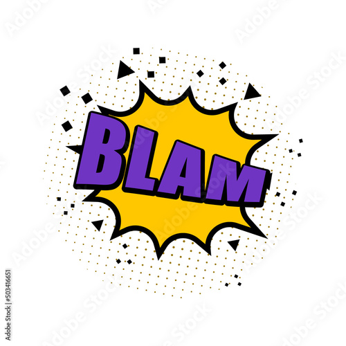Blam expression sign at comic speech bubble icon