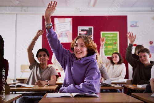 Teenagers in classroom photo