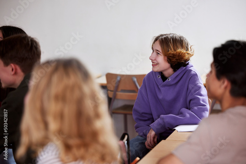 Teenage girl in classroom photo