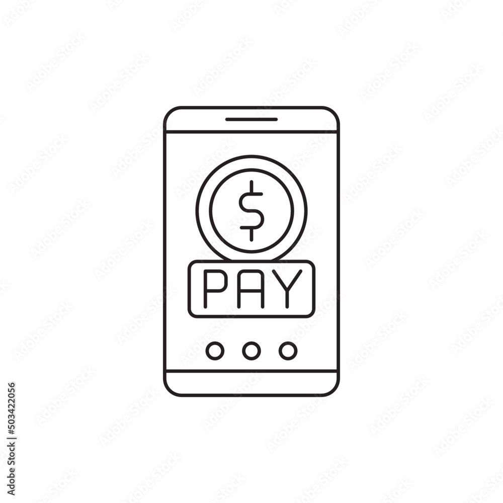 Online payment icon in line style icon, style isolated on white background Online payment icon in line style icon, style isolated on white background