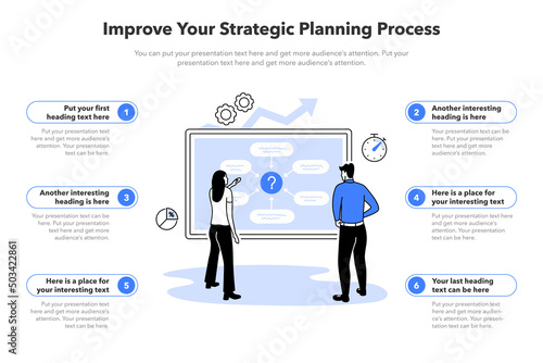 Simple infographic template for strategic planning process. Easy to use for your website or presentation.