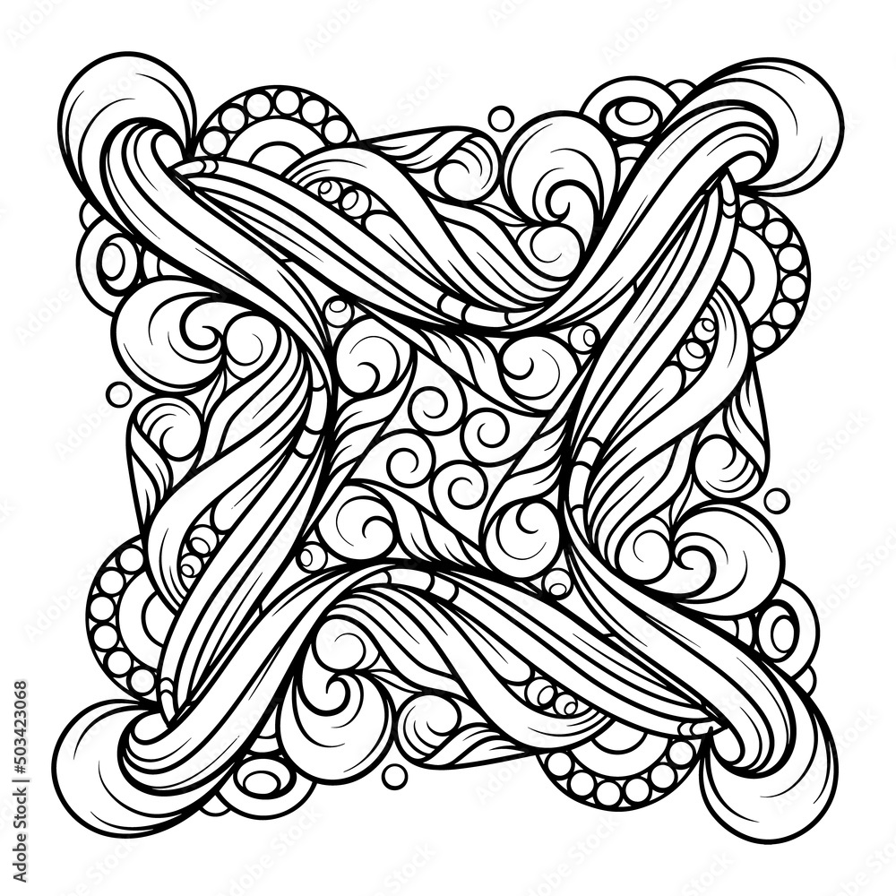 Vector black and white square mandala motif Vector black and white square mandala motif