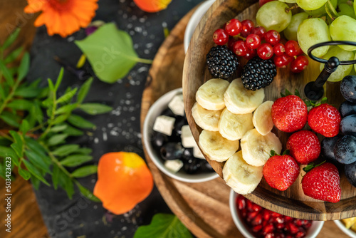 Healthy organic breakfast fruit selection 