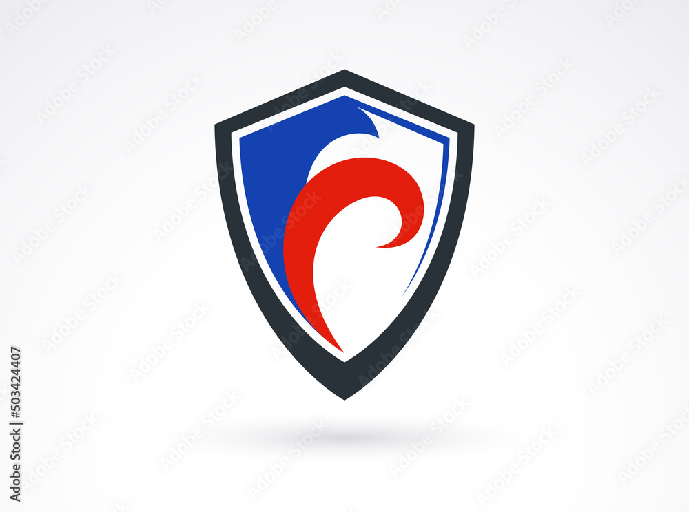 Shield with water waves inside vector symbol, classic ammo design element. Shield with water waves inside vector symbol, classic ammo design element.