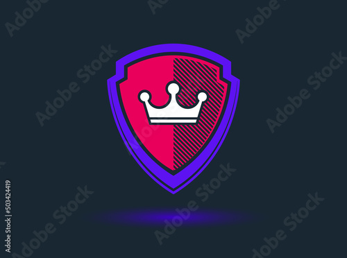 Shield with crown logo vector, ammo protection symbol, royal power, insurance or guarantee.