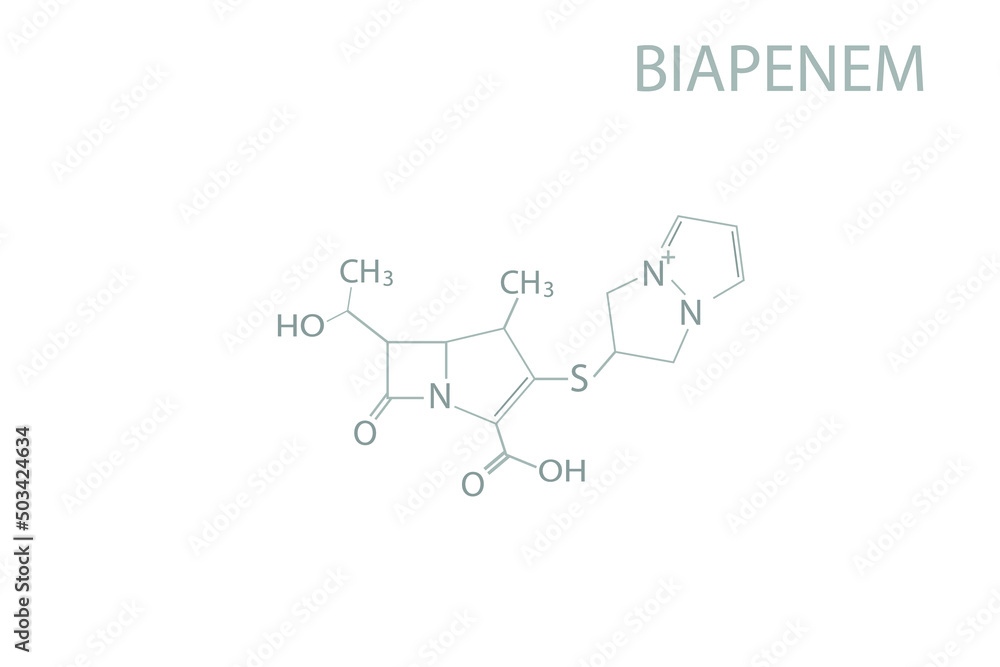 Biapenem molecular skeletal chemical formula. Biapenem molecular skeletal chemical formula.