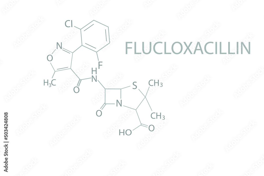 Flucloxacillin molecular skeletal chemical formula.