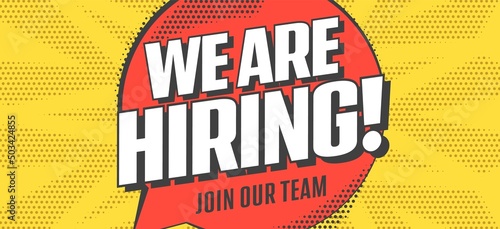 Hiring banner. Recruitment, job and career opportunity. Poster for searching talent vector illustration. Business, marketing and employment concept