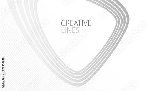 Lines in perspective vector abstract background in light grey and white monochrome, 3D dimensional stripes with smooth gradient and wavy motion.