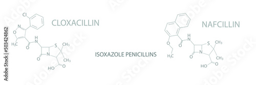 Isoxazole penicillins  molecular skeletal chemical formula. photo