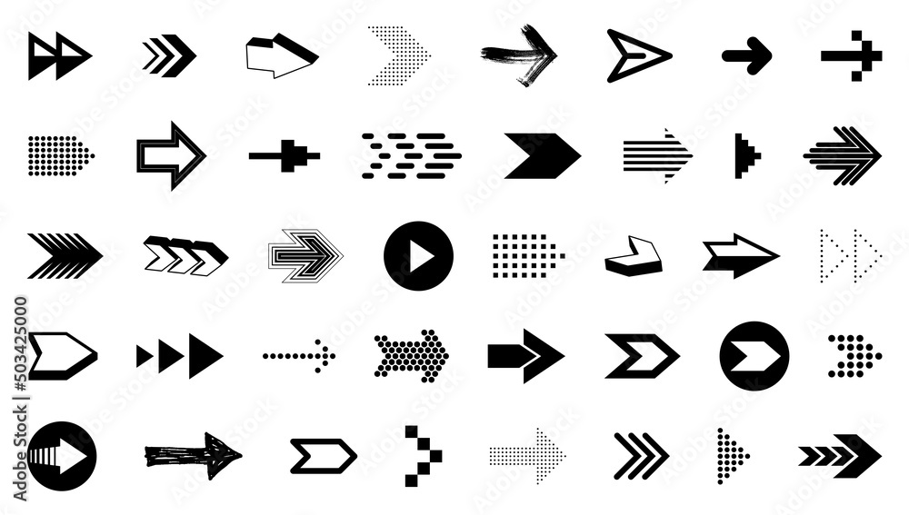 Arrows vector big set of different shapes styles and concepts, cursors for icons or logo creation, graphic design elements for web or print. Arrows vector big set of different shapes styles and concepts, cursors for icons or logo creation, graphic design elements for web or print.