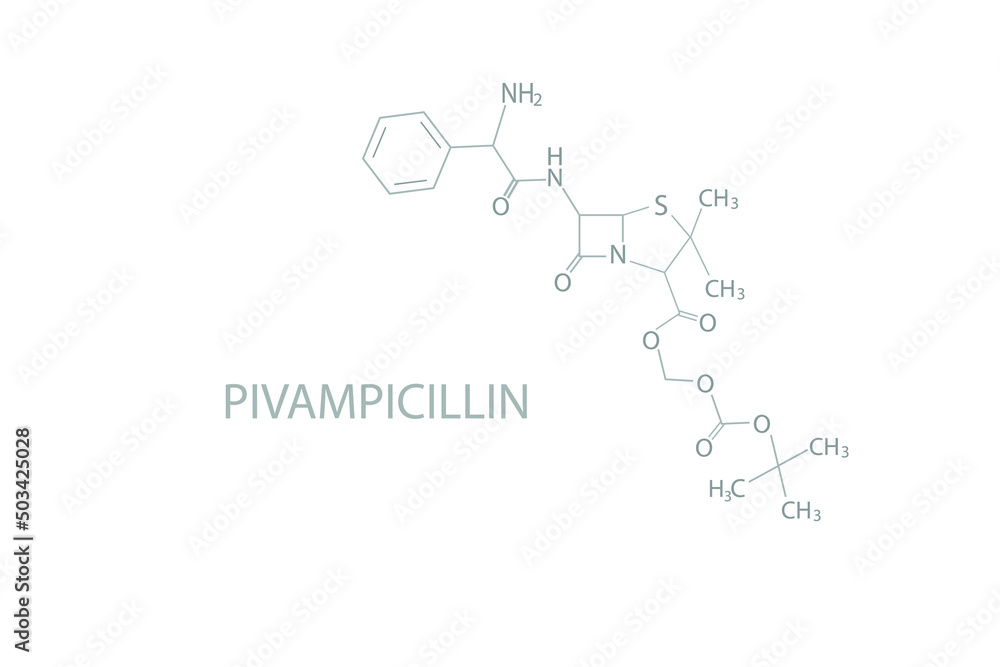 Pivampicillin molecular skeletal chemical formula.