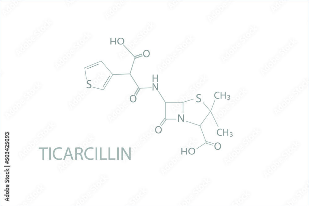 Ticarcillin molecular skeletal chemical formula. Ticarcillin molecular skeletal chemical formula.