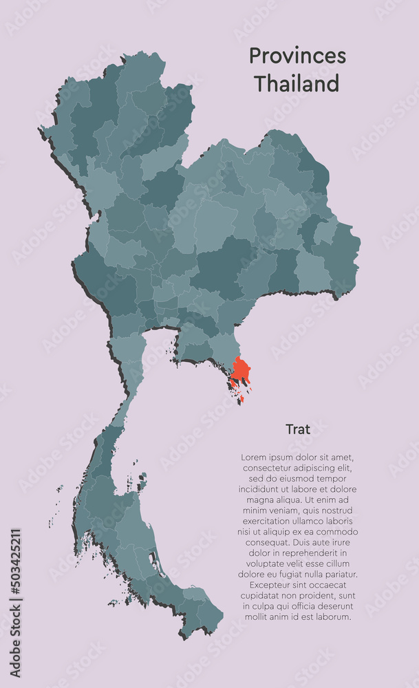 Vector map country Thailand and region Trat