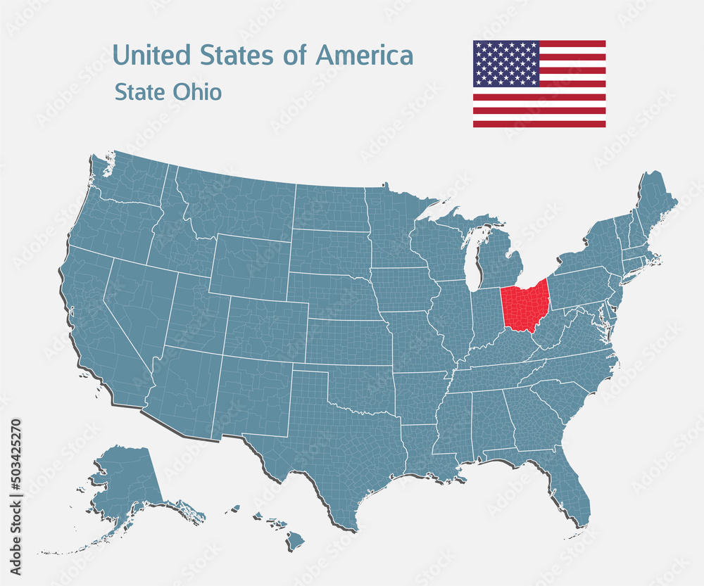 Vector map country USA and state Ohio