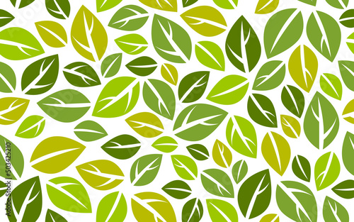 Stylish cartoon leaves seamless vector pattern, endless wallpaper or textile swatch with tree floral, green spring life theme.