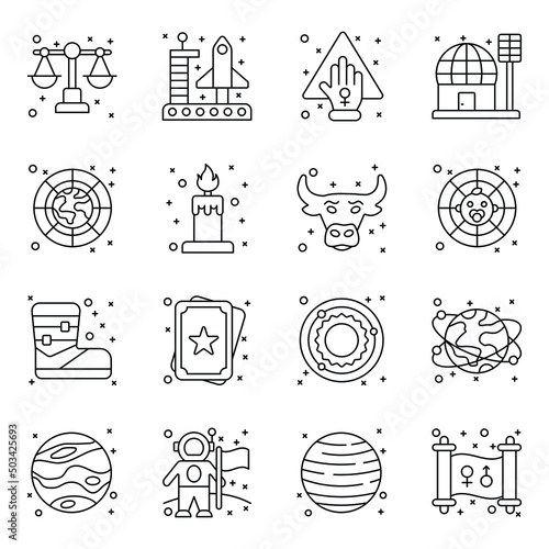 Astronomy and Astrology Linear Icons 