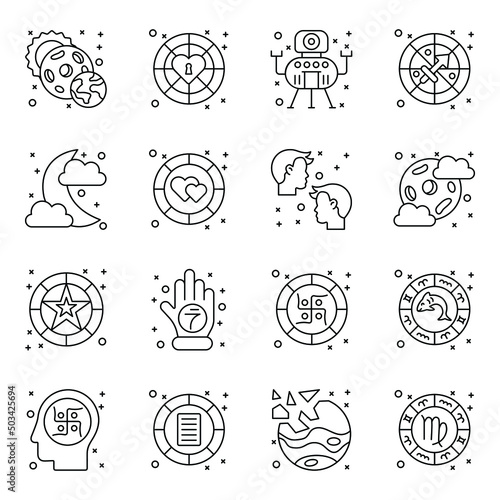Set of Zodiac Horoscope Linear Icons 