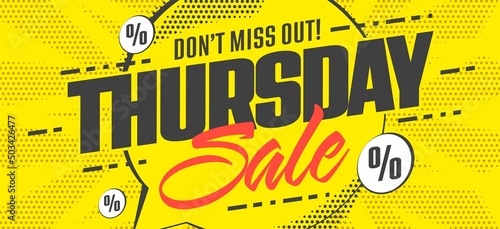 Thursday sale. Special offer planner for promotion campaign. Cheap purchase on weekend, online shopping advertisement vector illustration