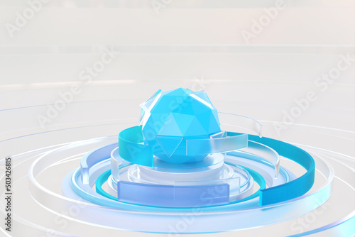 abstract geometric background with colorful glass for brand identity- 3d rendering