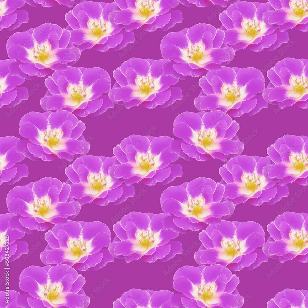 Rose, rose flower. Illustration, texture of flowers. Seamless pattern for continuous replication. Floral background, photo collage for textile, cotton fabric. For wallpaper, covers, print.