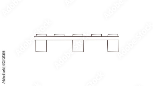 Side view of wood tray or pallet, outline icon, vector illustration isolated on white background.