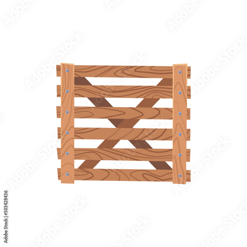 Angle view of wood pallet fortified with cross in flat vector illustration