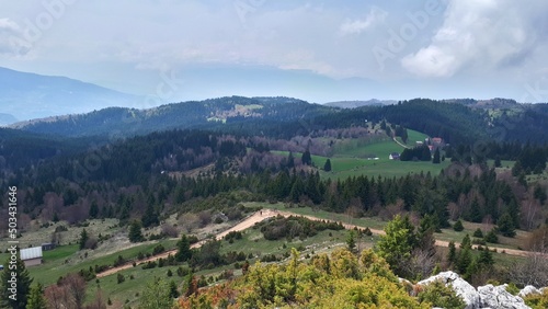 Panorama of the mountains in spring, mountain Ozren, near Sarajevo, Bosnia and Herzegovina