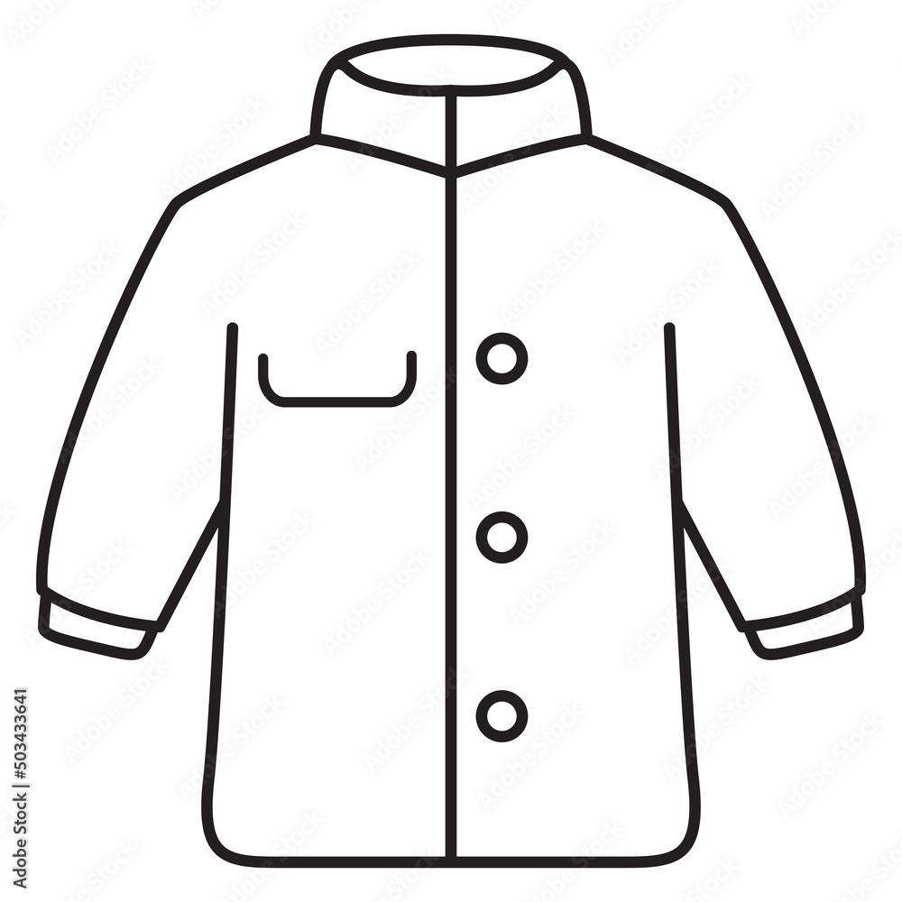 Clothes icon line style.Men jacket lothing.Unisex down jacket.Minimal flat outline vector illustration. Isolated on white background. Clothes icon line style.Men jacket lothing.Unisex down jacket.Minimal flat outline vector illustration. Isolated on white background.