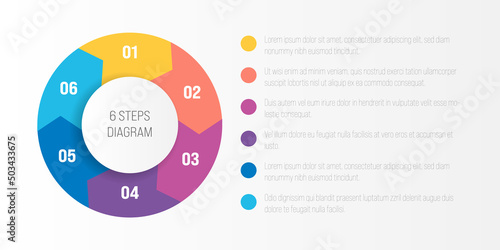 Six step modern infographic diagram