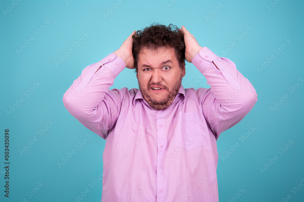 Funny fat man and different emotions. Funny fat man and different emotions.
