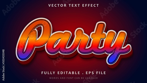 3d Gradient Colorful Word Party Editable Text Effect Design