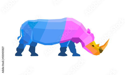 rhino vector, colorful low poly rhinoceros