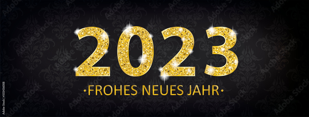 Header Black Wallpaper Ornaments 2023 Neues Jahr - obrazy, fototapety, plakaty 